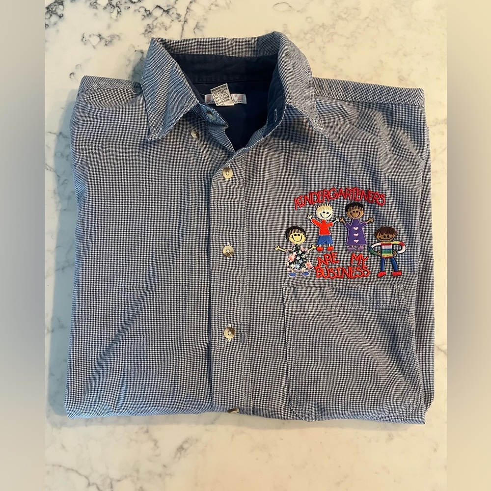 Vintage BAW Athletic Wear XL Embroidered Teacher Kindergartner Long Sleeve Shirt